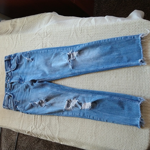 Zara high rise straight crop leg distressed jeans size 4 - Picture 1 of 14